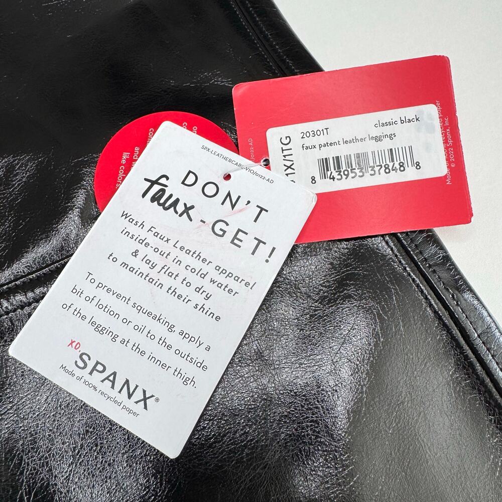SPANX | NWT Classic Black Faux Patent Leather Leggings - Picture 4 of 8